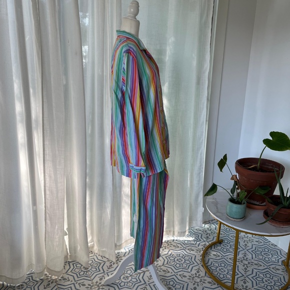 VICTORIA’S SECRET RAINBOW STRIPE BRUSHED COTTON PAJAMA SET WOMEN’S M - Picture 3 of 7